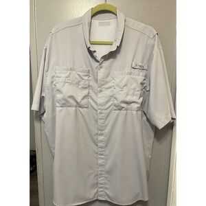 Columbia PFG Short Sleeve Shirt Men's 2 Xl Vented Gray Tamiami Omnishade